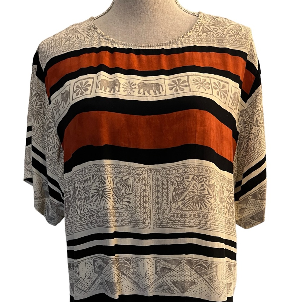 Karen Kane | Orange and Black Safari Blouse